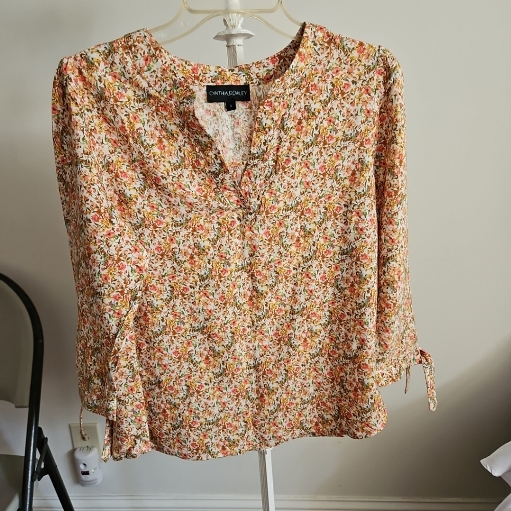 Cynthia Rowley Floral Print Blouse Top Small